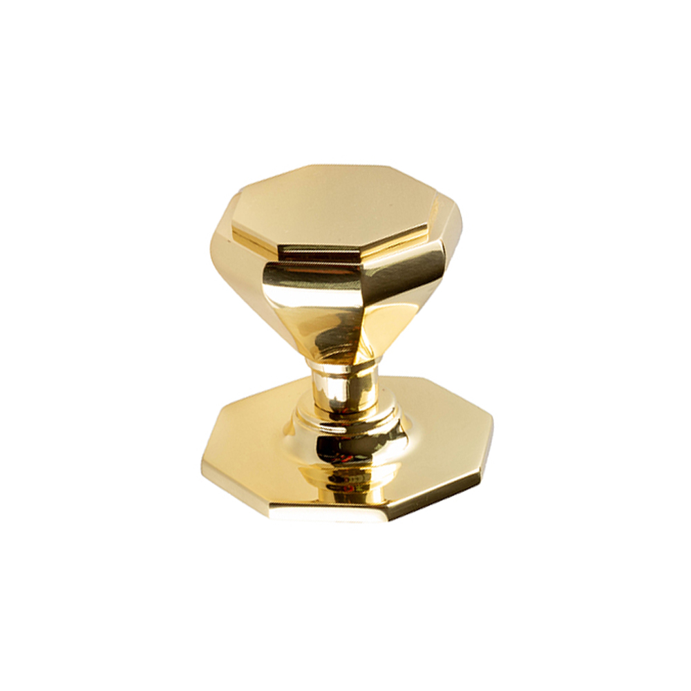 Dart Octagonal Centre Door Knob (70mm) - Polished Brass